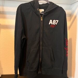Aeropostale New York Heritage Full-Zip Hoodie Size Large Black Slim Fit